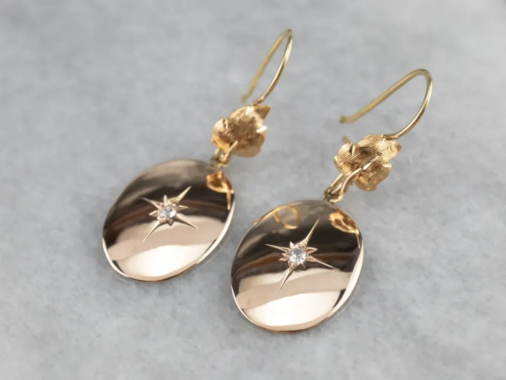 Rose Cut Diamond Two Tone Verguld Drop Earrings