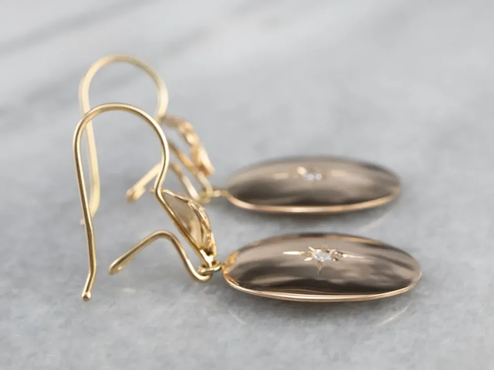 Rose Cut Diamond Two Tone Verguld Drop Earrings