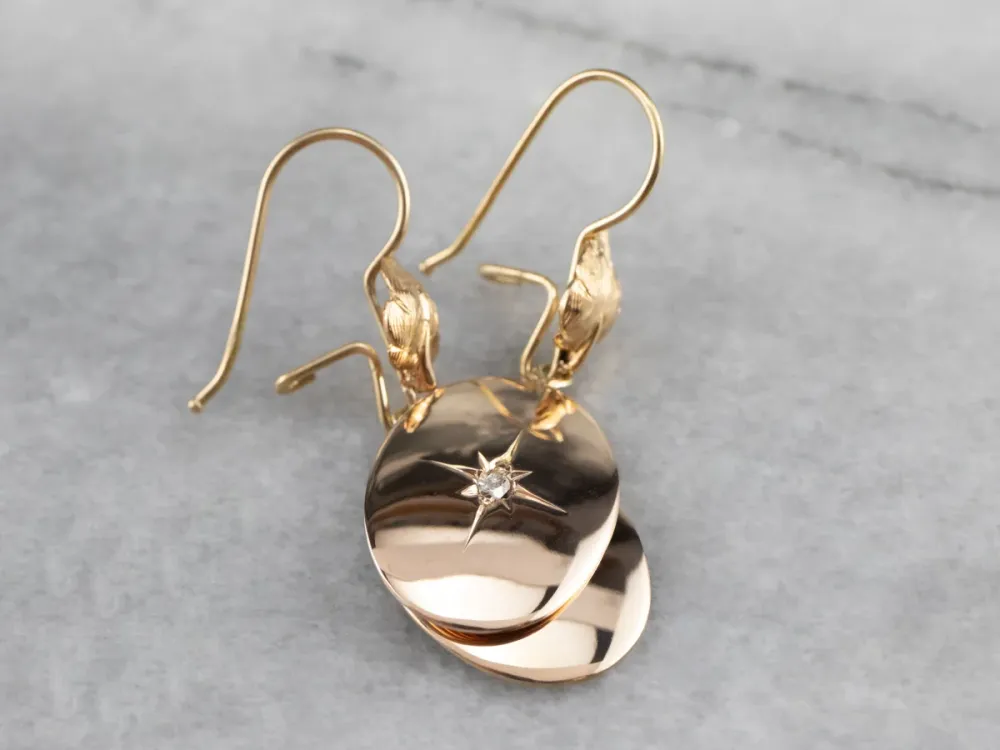 Rose Cut Diamond Two Tone Verguld Drop Earrings