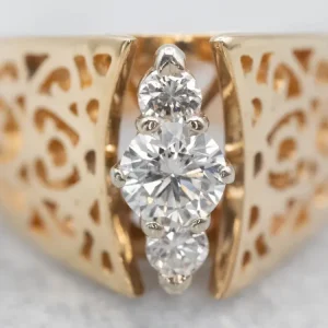 Rubber silentblok Two Tone Peaked Openwork Diamond Ring