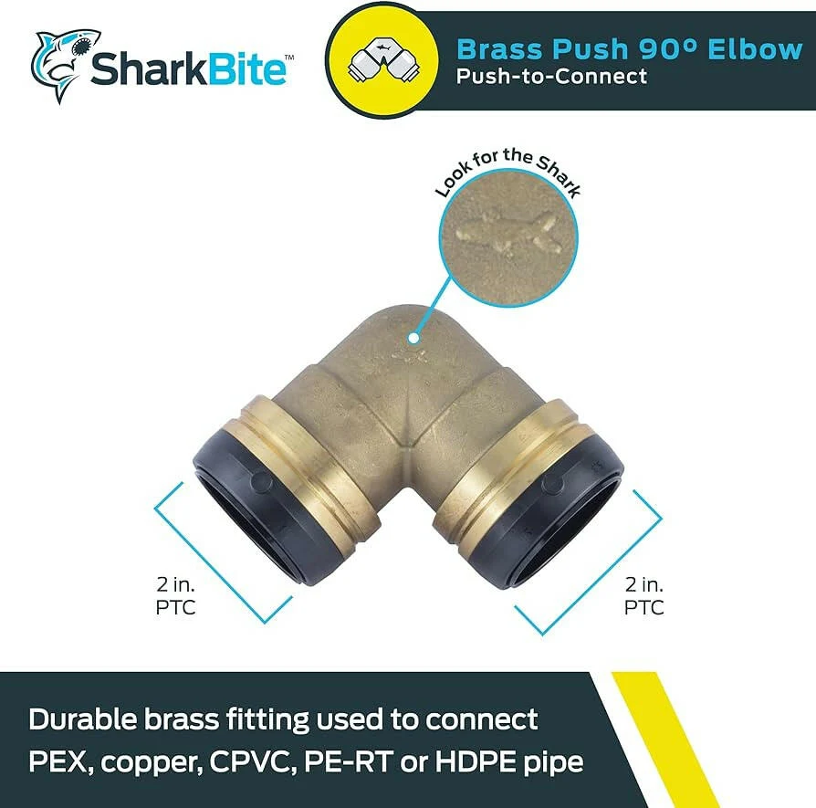 SharkBite 2 . x 2 . Messing Push 90-Degree Elbow