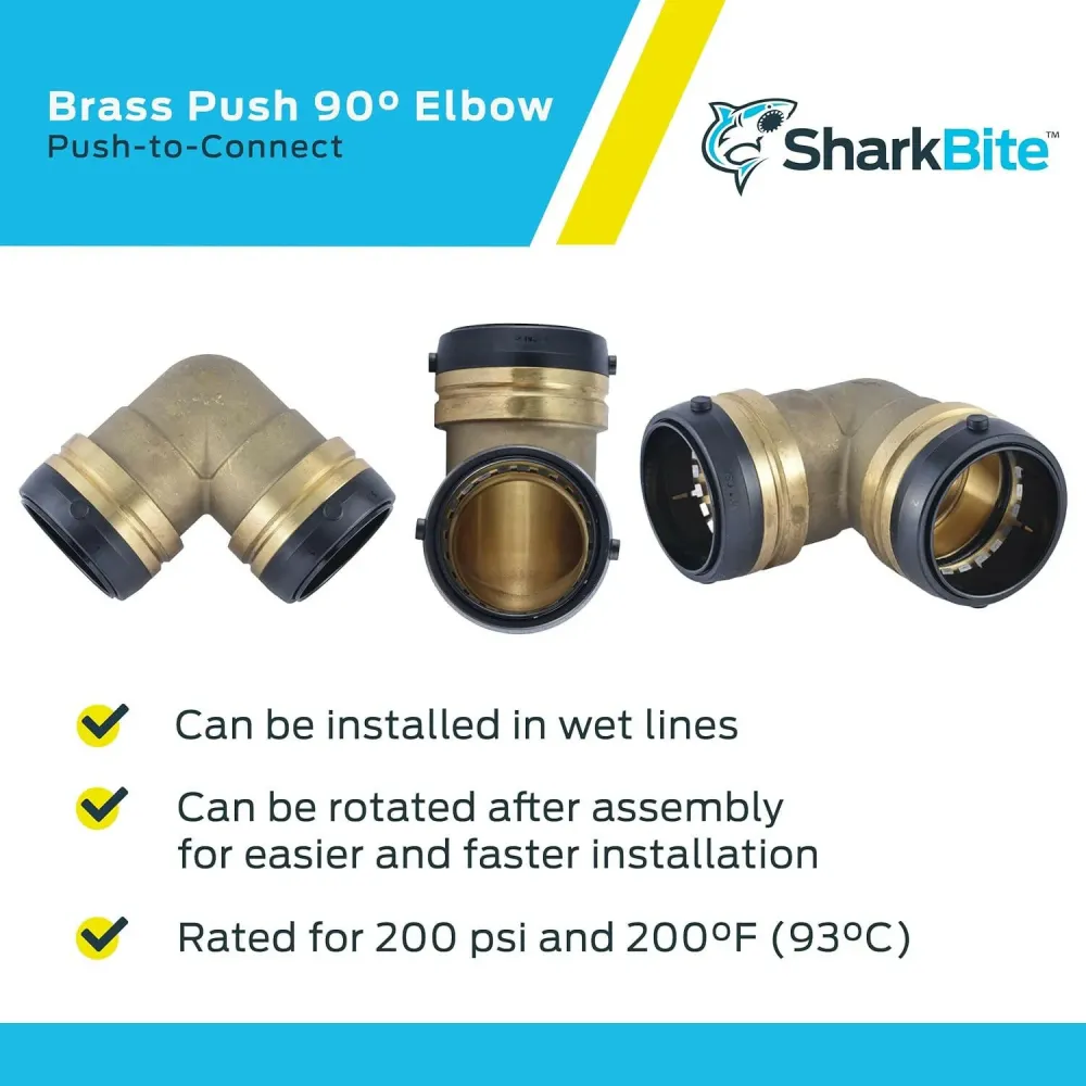 SharkBite 2 . x 2 . Messing Push 90-Degree Elbow