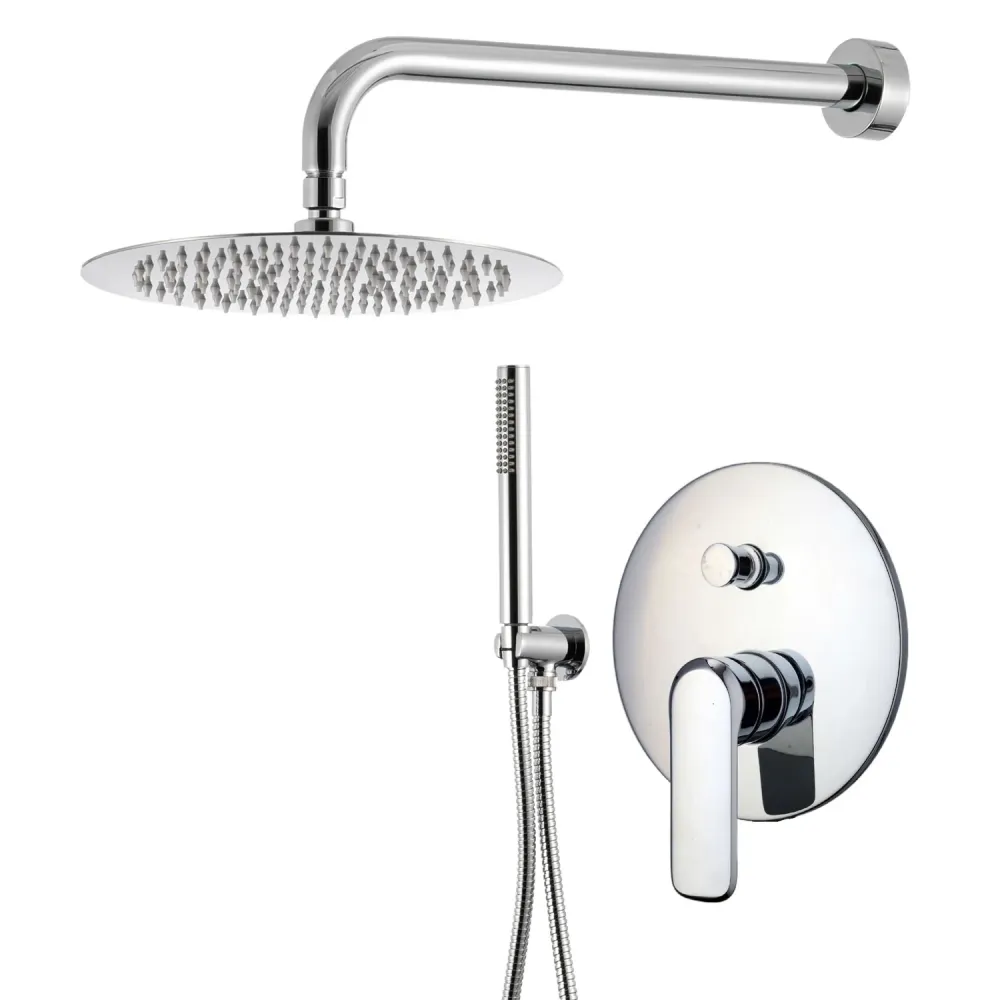 Shower kit two-way built- and 200mm round chrome-plated messing showerhead Hopper voor verlaagde auto's