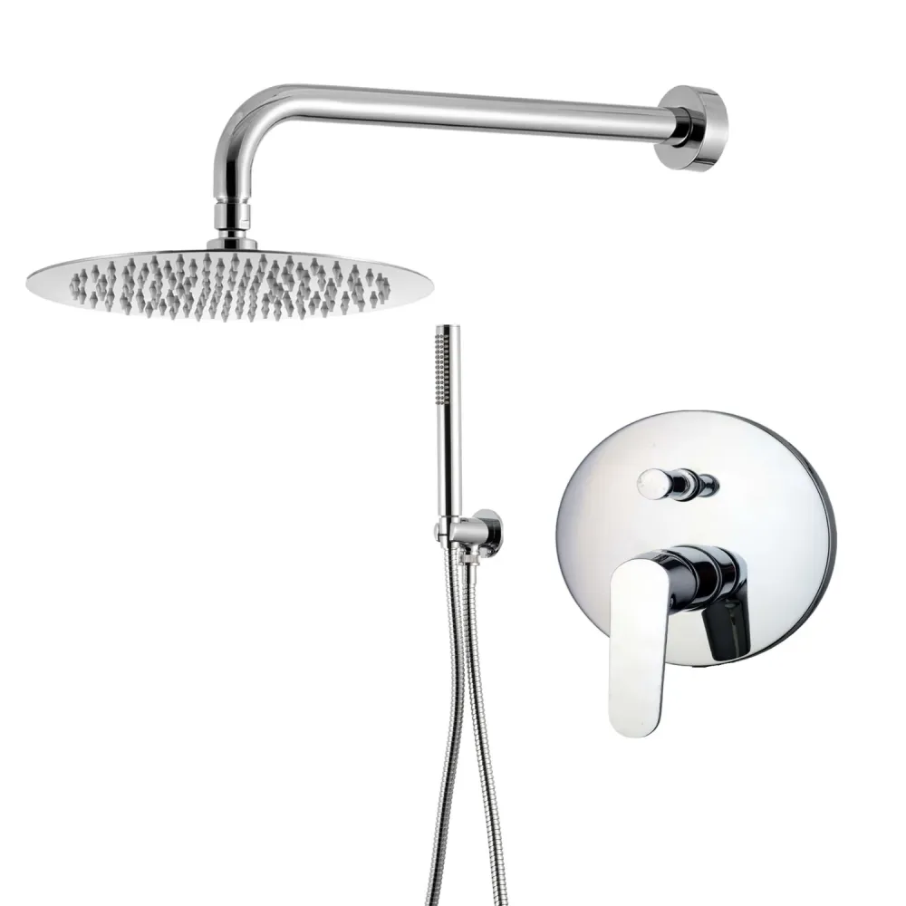 Shower kit two-way built- and 250mm round chrome-plated messing showerhead Echo