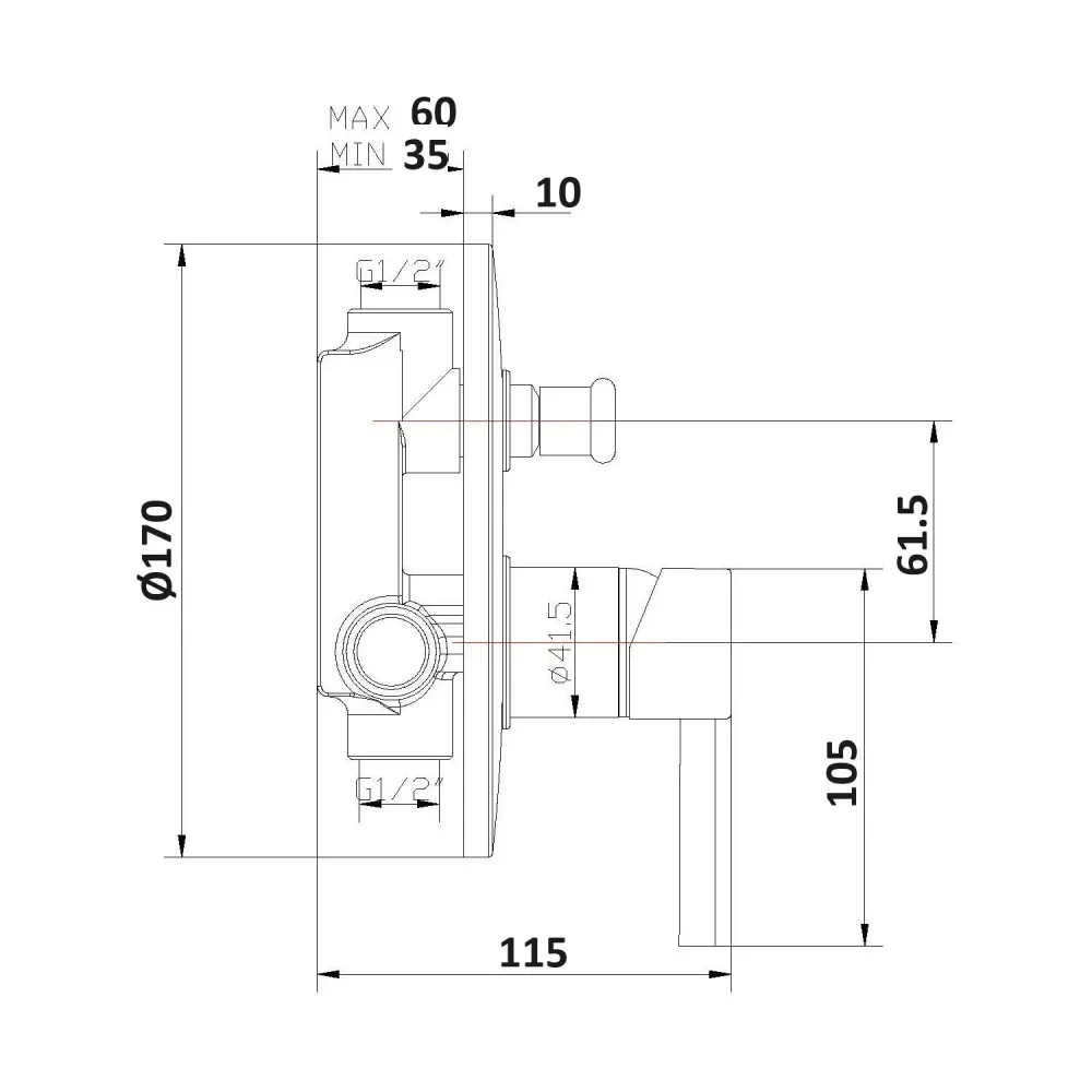 Shower kit two-way built- and 250mm round chrome-plated messing showerhead Echo