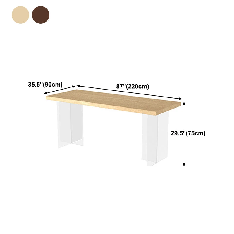 Solid Wood and Acrylic Dinner Table Actueel Fixed Table Double Pedestal Dining Table gegalvaniseerd staal 47