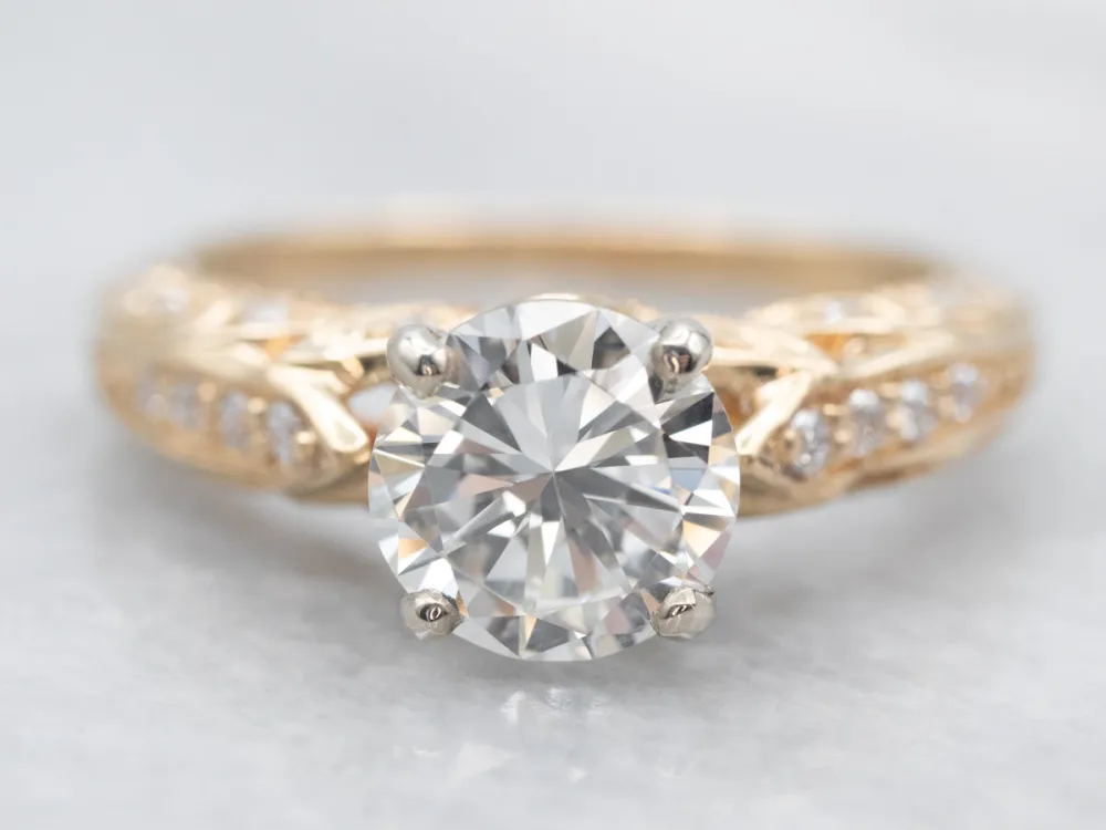 Stabilisatorstang Two Tone Diamond Engagement Ring Diamond Accents