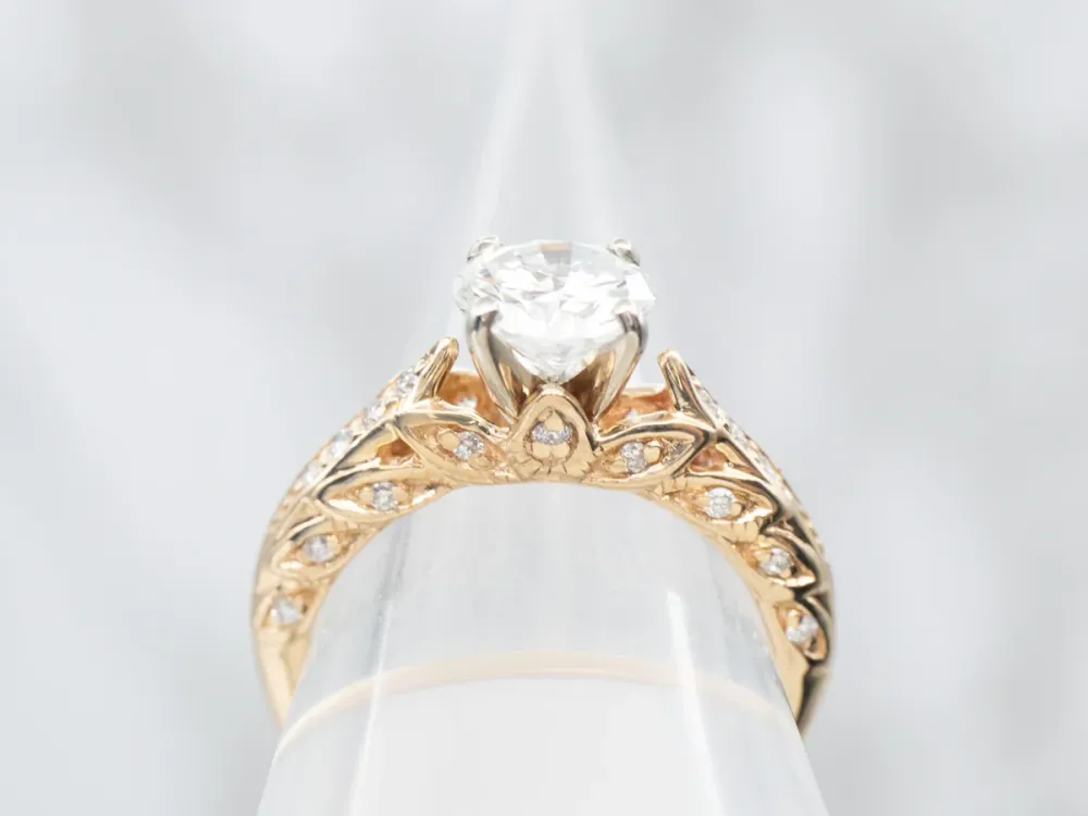 Stabilisatorstang Two Tone Diamond Engagement Ring Diamond Accents