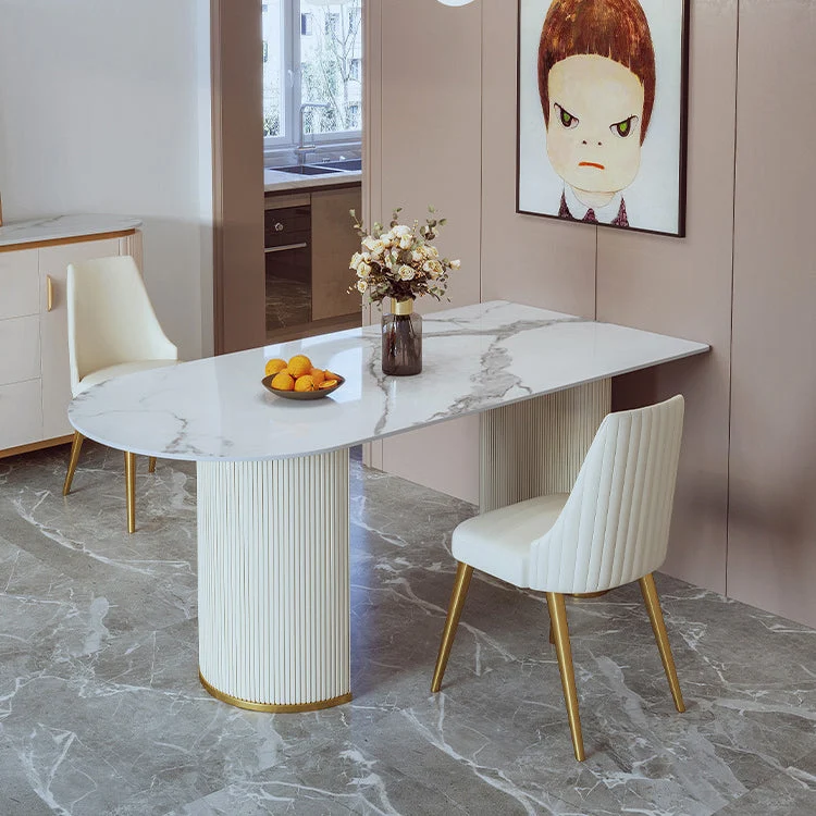 Stone Top Dining Table Modern Dining Table Tweemaal Pedestal Base 47