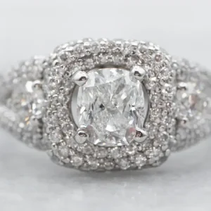 Stunning Double Diamond Modern Halo Engagement Ring