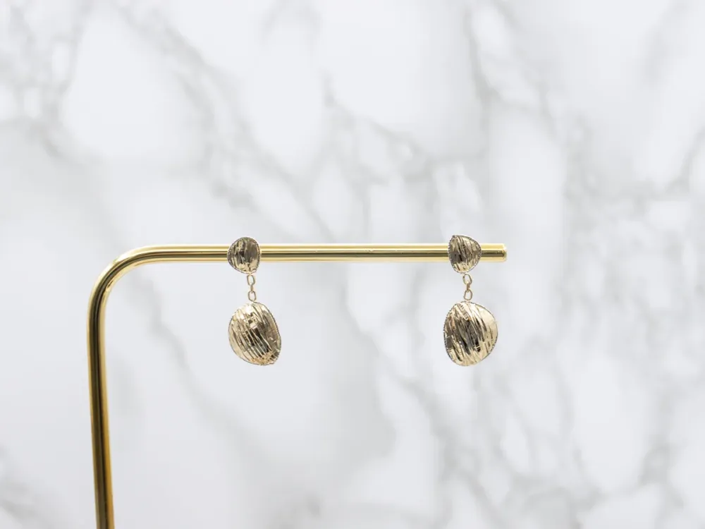 Textured Two-Tone Gold Drop Earrings