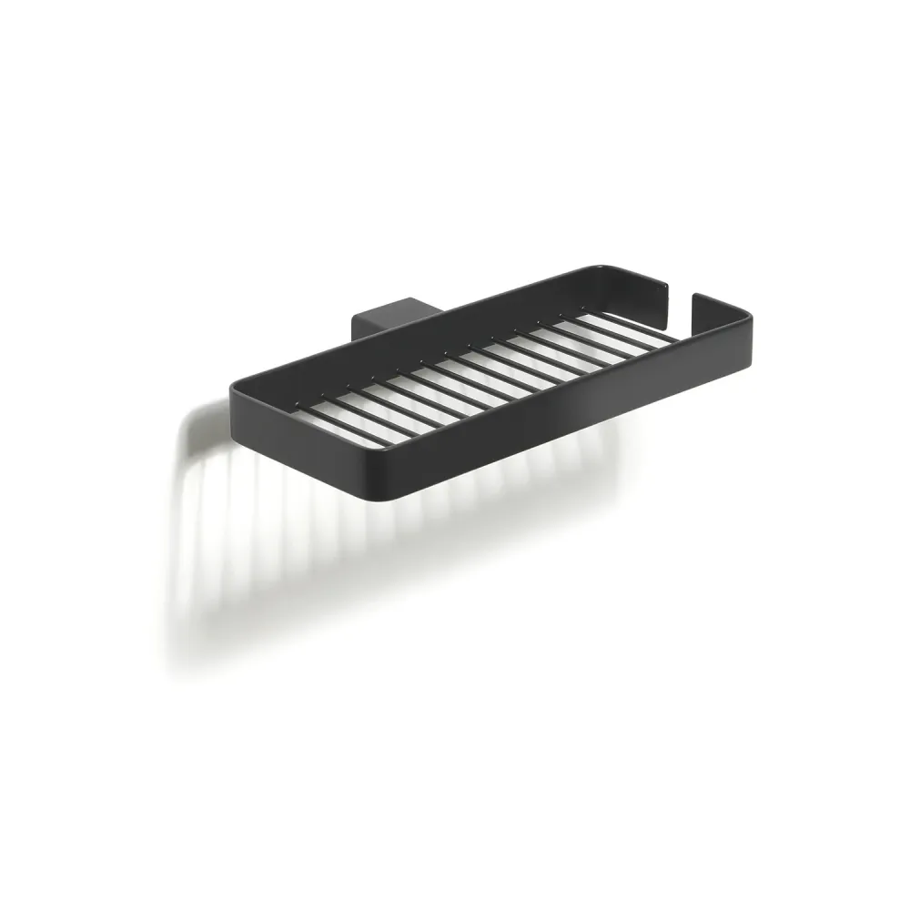 Tweemaal wall shower storage box Gedy Lounge series - Matte Black met bouten en moeren