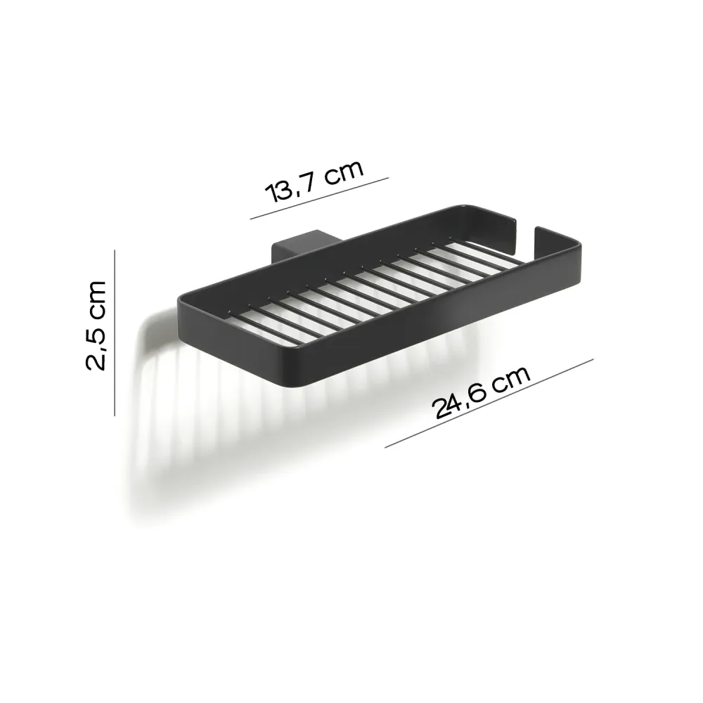 Tweemaal wall shower storage box Gedy Lounge series - Matte Black met bouten en moeren
