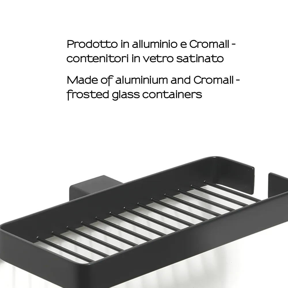 Tweemaal wall shower storage box Gedy Lounge series - Matte Black met bouten en moeren