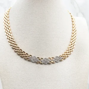 Two Tone 18-Karat Verguld Diamond Panther Link Necklace