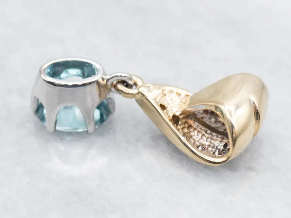 Two Tone Blue Zircon Pendant Diamond Accents