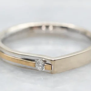 Two Tone Diamond Ring met bovenste bevestiging