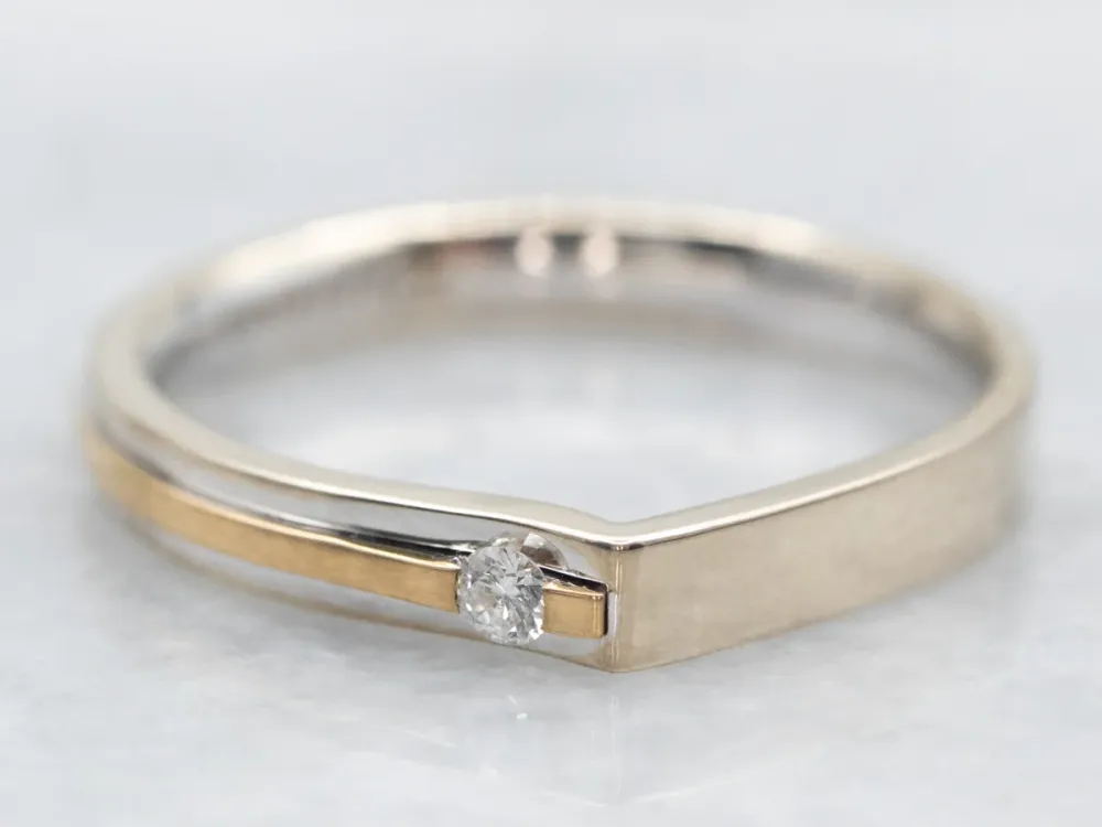 Two Tone Diamond Ring met bovenste bevestiging