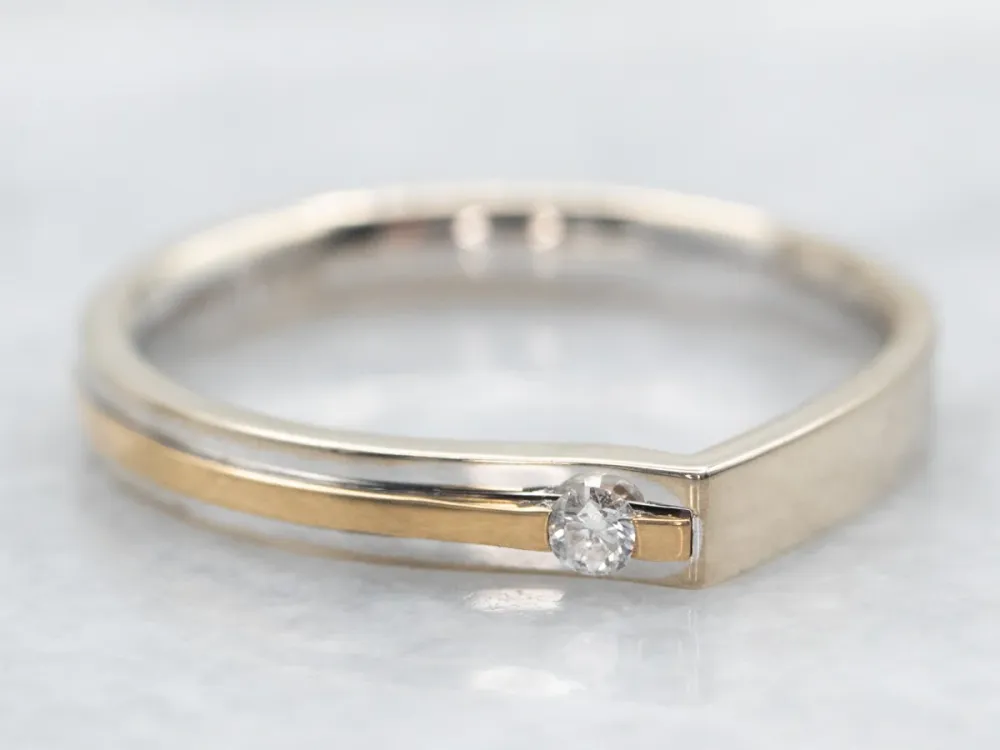 Two Tone Diamond Ring met bovenste bevestiging
