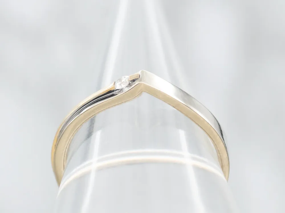 Two Tone Diamond Ring met bovenste bevestiging