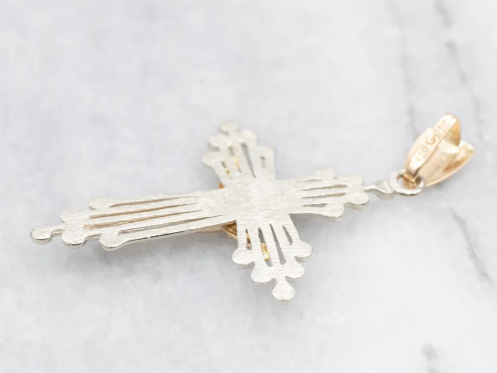 Two Tone Gouden Crucifix Cross Pendant met stofkap