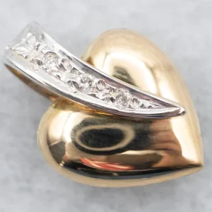 Two Tone Heart Pendant Diamond Accents voor terreinvoertuigen