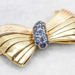Two Tone Sapphire Bow Brooch compatibel met VW Golf 7