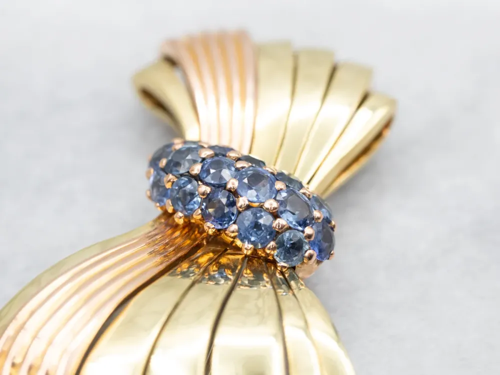 Two Tone Sapphire Bow Brooch compatibel met VW Golf 7