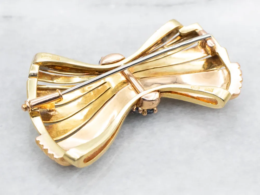 Two Tone Sapphire Bow Brooch compatibel met VW Golf 7