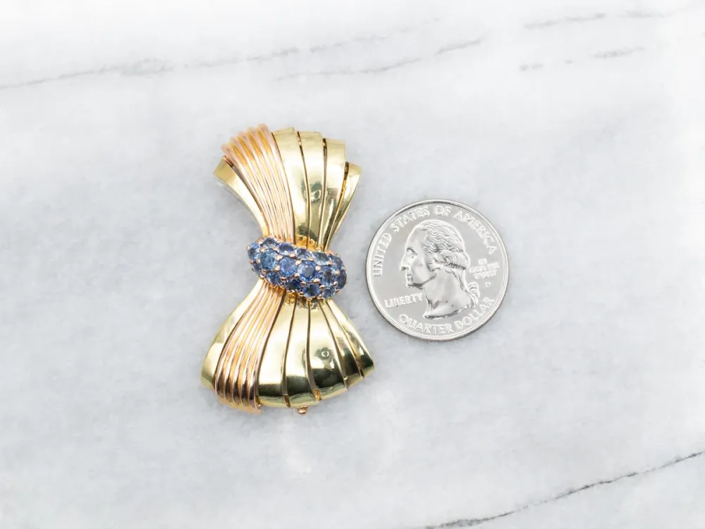 Two Tone Sapphire Bow Brooch compatibel met VW Golf 7