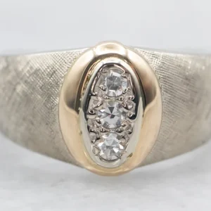 Two Tone Textured Diamond Ring