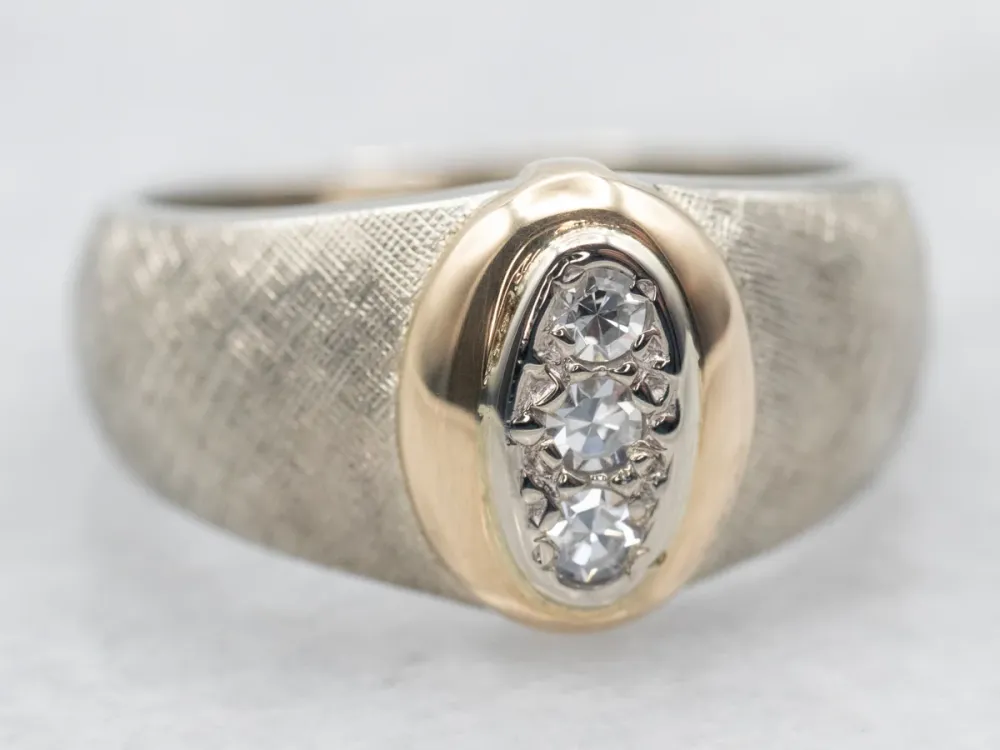 Two Tone Textured Diamond Ring