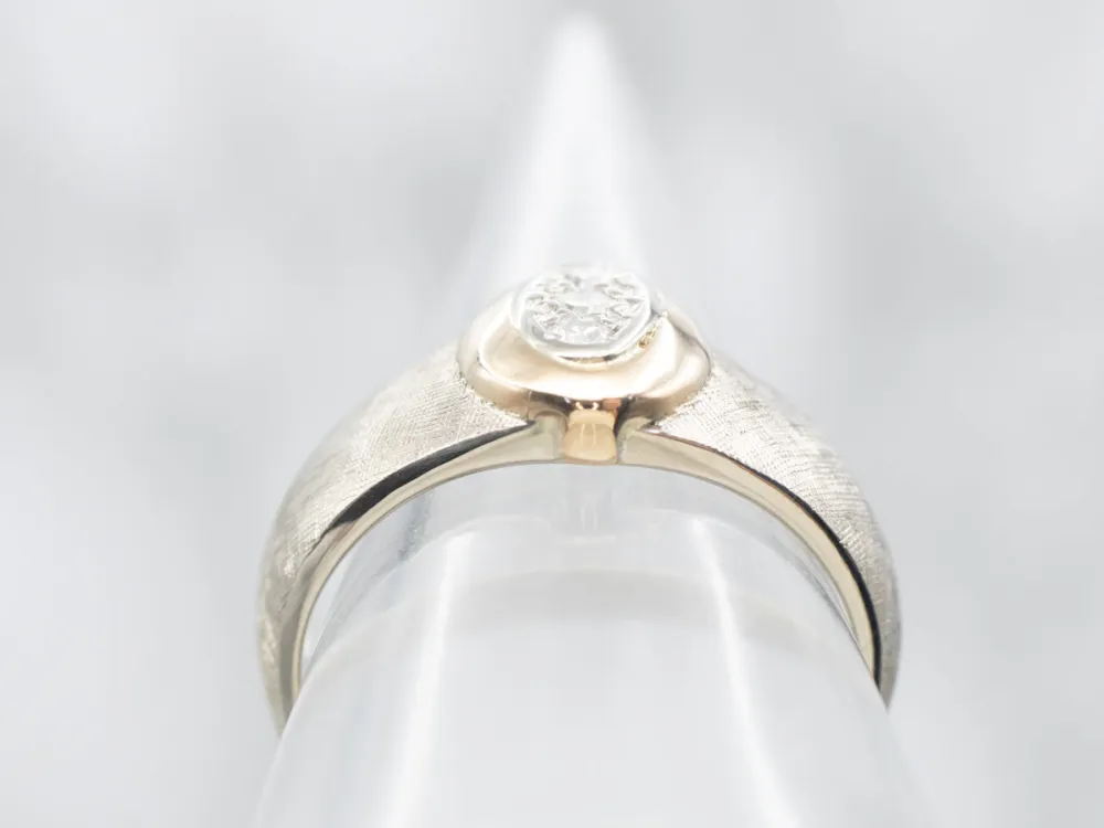 Two Tone Textured Diamond Ring