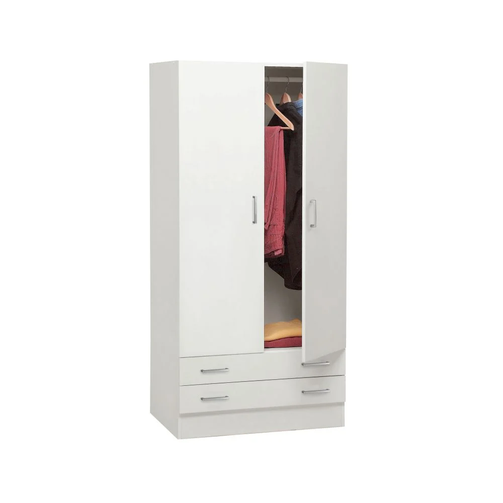 Two-door and two-drawer wardrobe model Facile - Sneeuwwit