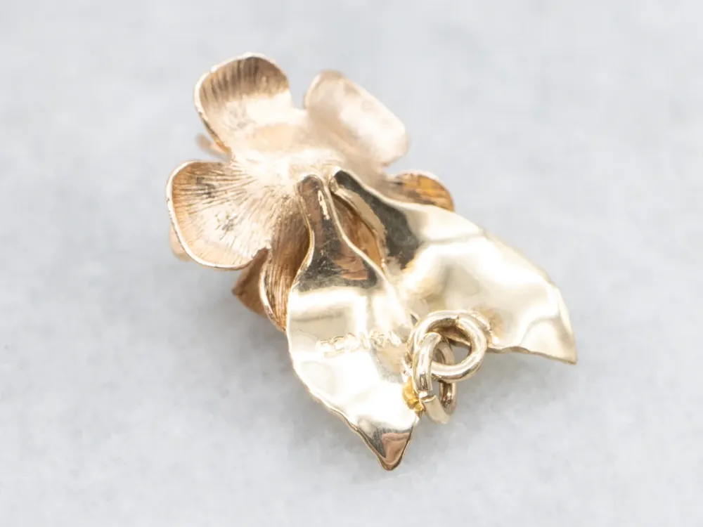 Two-Toned Verguld Diamond Flower Pendant