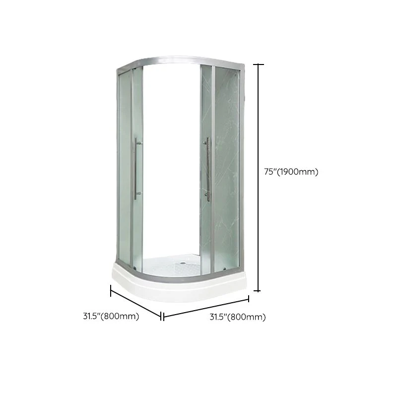 Veerpootlager Double Sliding Rounded Shower Stall Frosted Tempered Glaswerk Shower Kit 31