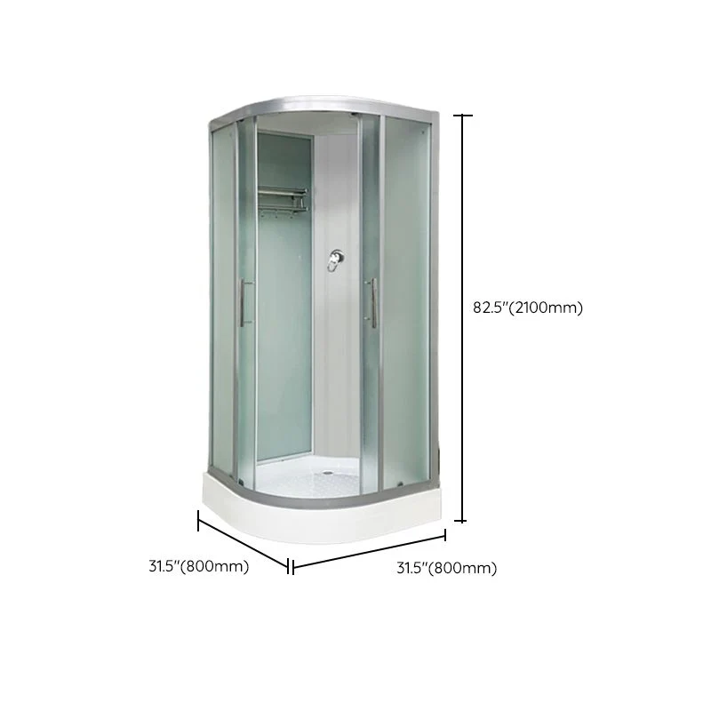 Veerpootlager Double Sliding Rounded Shower Stall Frosted Tempered Glaswerk Shower Kit 31