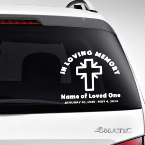 Verende bladveer Cross Loving Memory Car Decal