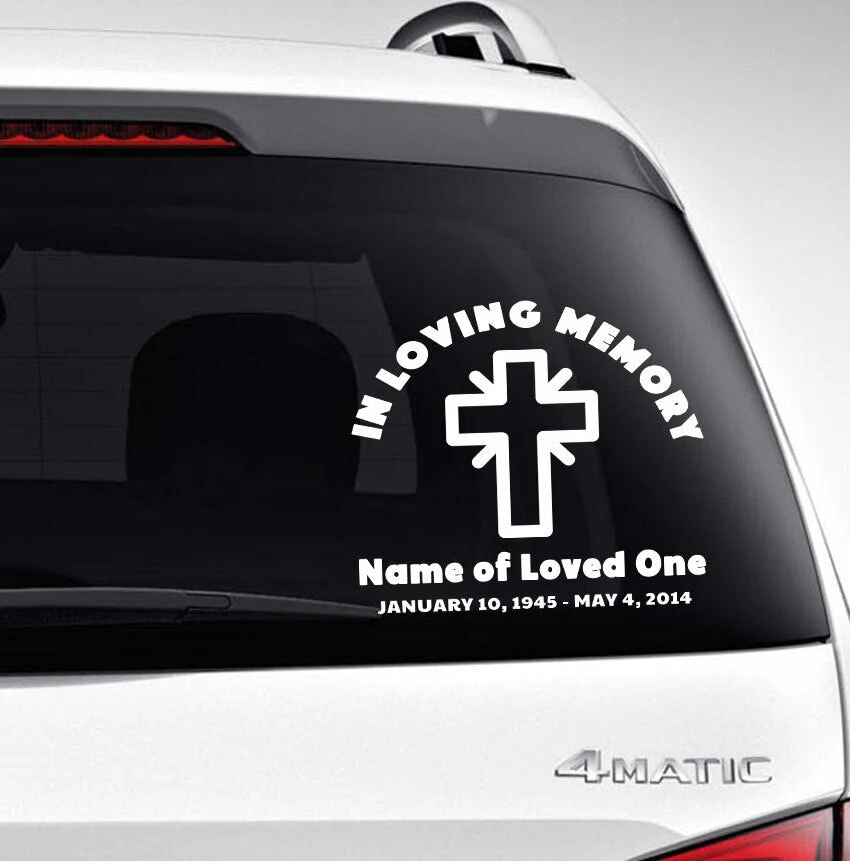 Verende bladveer Cross Loving Memory Car Decal