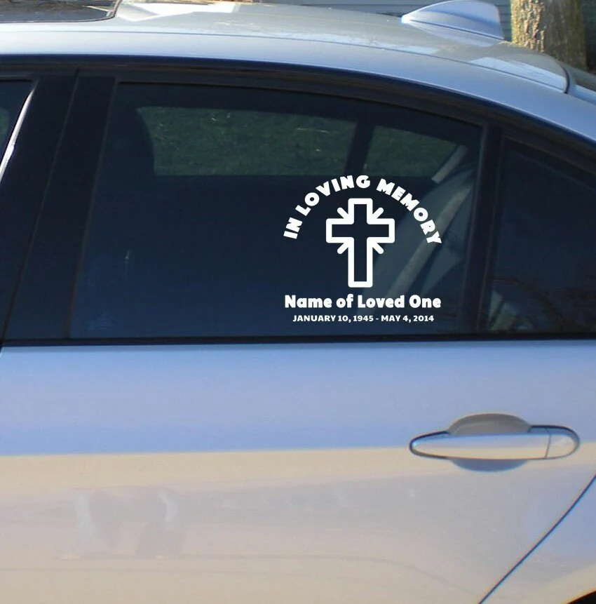 Verende bladveer Cross Loving Memory Car Decal
