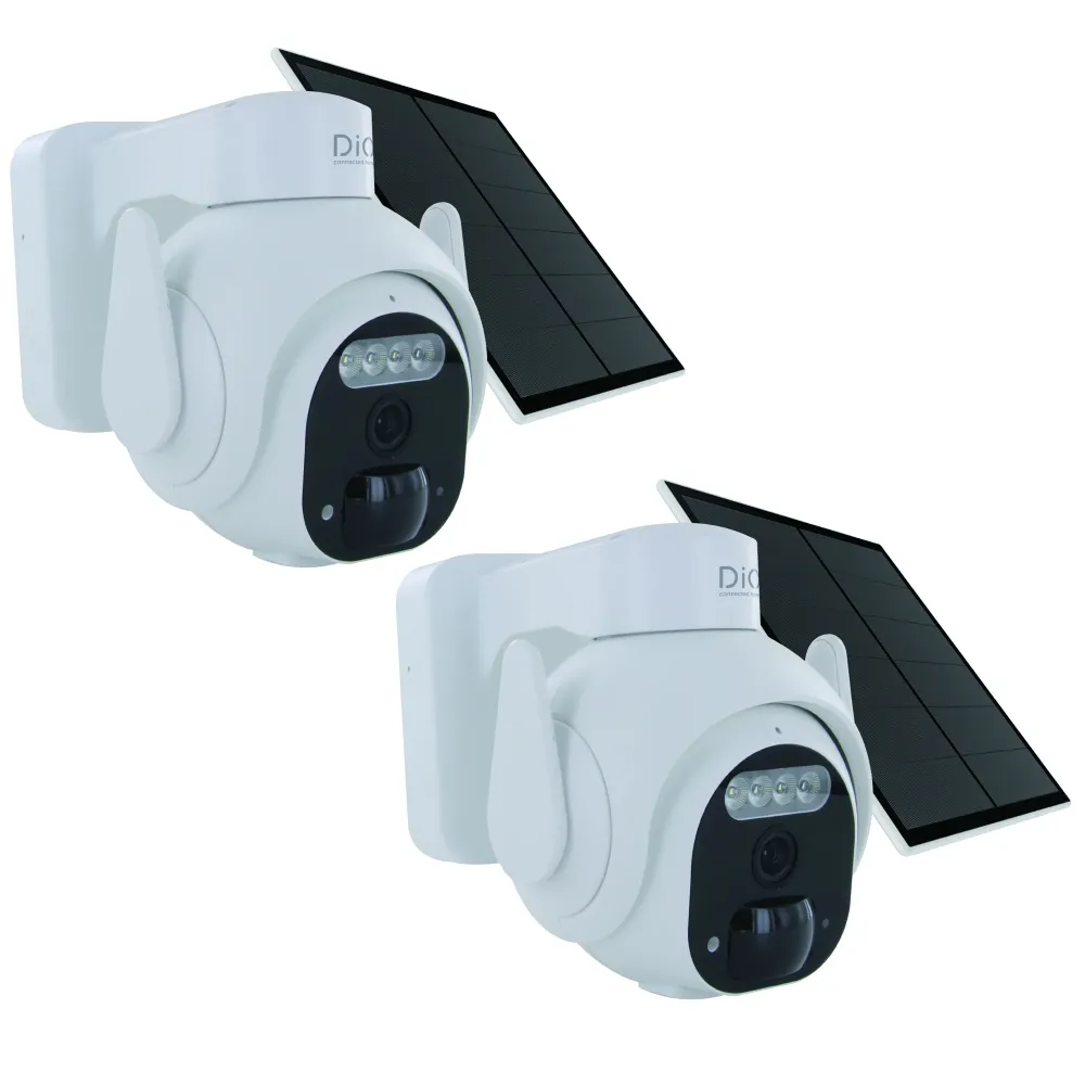 2 x Wireless motorized outdoor WiFi dome camera solar panel