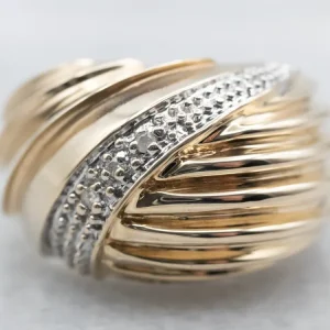 Zware Uitvoering Two Tone Diamond Dome Ring