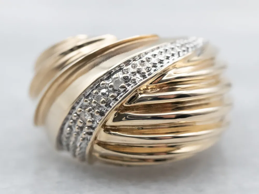 Zware Uitvoering Two Tone Diamond Dome Ring