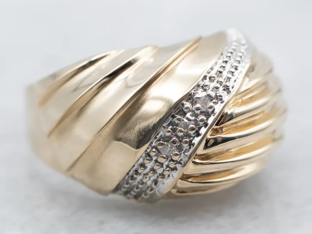 Zware Uitvoering Two Tone Diamond Dome Ring