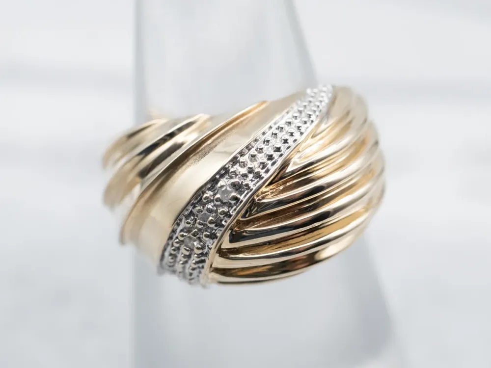Zware Uitvoering Two Tone Diamond Dome Ring
