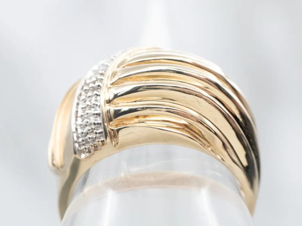 Zware Uitvoering Two Tone Diamond Dome Ring