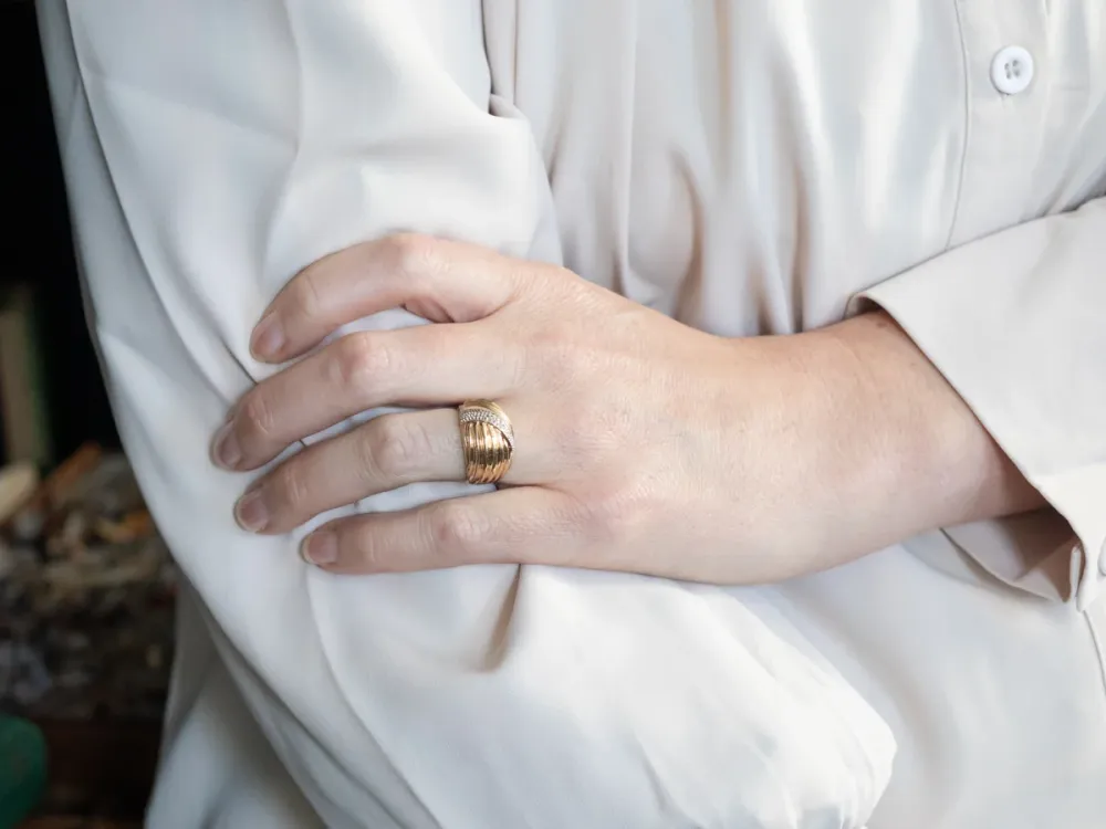 Zware Uitvoering Two Tone Diamond Dome Ring