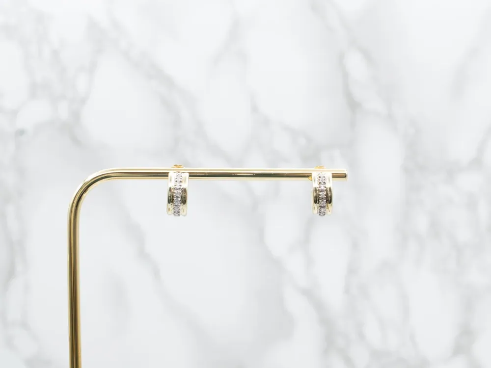 Zware Uitvoering Two Tone Diamond Hoop Earrings
