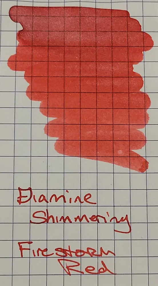 Diamine Shimmer Ink 50 ml Firestorm Rood - Silver shimmer