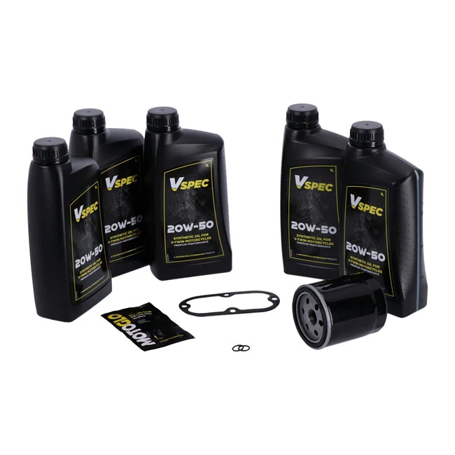 Kit Cambio De Aceite 'Big Oil'. Totalmente Sintético. Filtro Negro Para Harley Davidson 84-98 Evo Softail